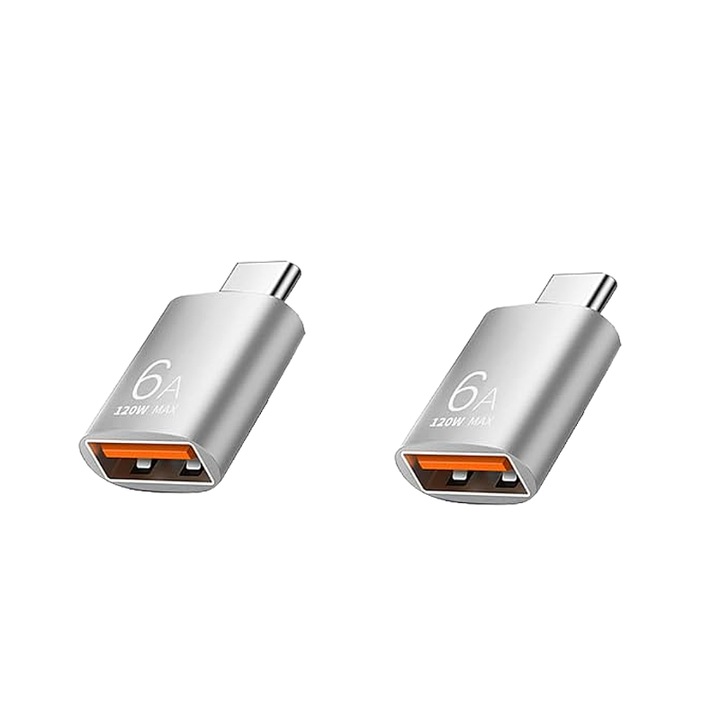 Адаптер USB C към USB, 2 броя, USB C OTG, Type C към USB 3.1, Сребрист