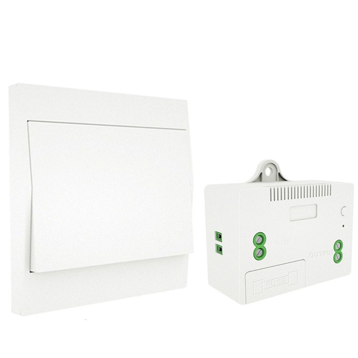 Comutator wireless RF433 fara baterii, comutator de lumina wireless fara baterie, comutator de lumina de perete autoalimentat, fara cablare, transmitator cu placa de perete (set cu 1 cale)