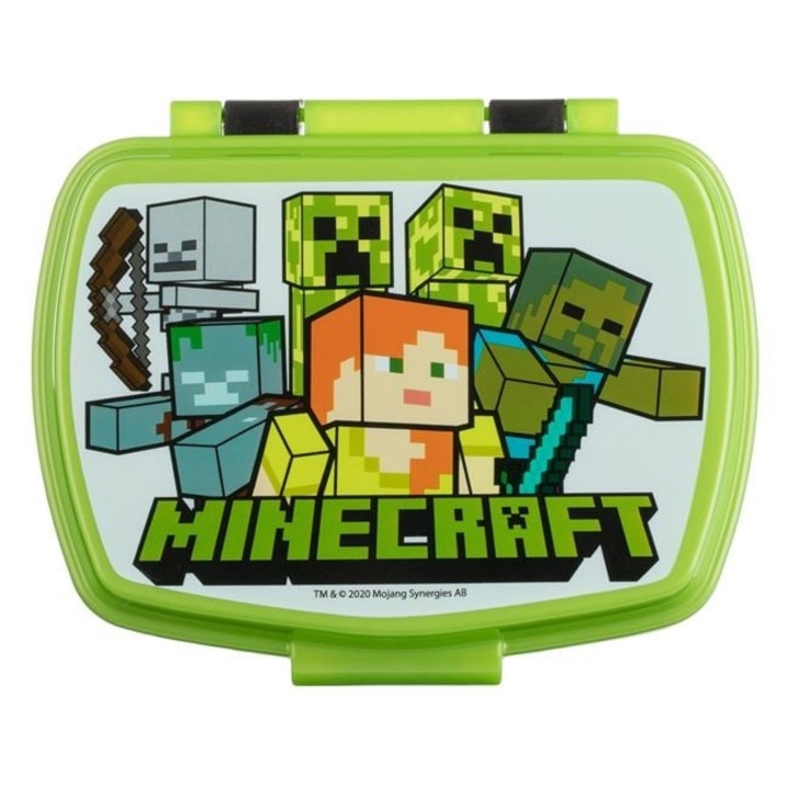 Caserola din Plastic Negru Verde Lime Minecraft pentru Copii 630ml
