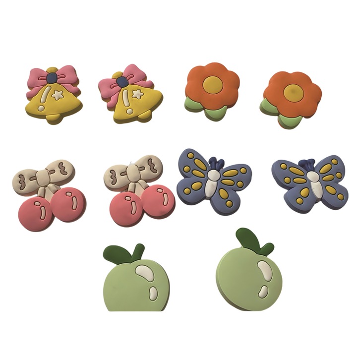 Charmuri pentru incaltaminte Amigo, set cu cirese, flori si fluturi, accesorii de moda pentru petreceri, plaja si uz zilnic