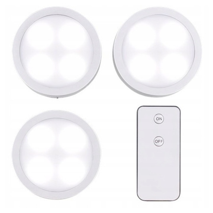 Комплект от 3 LED лампи с дистанционно управление, CardSplitter, сребърни, 40 см