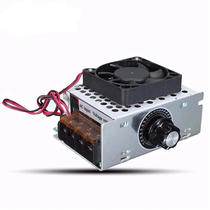 Regulator electronic de tensiune si viteza motor, SCR 4000W, AC 0-220V cu ventilator