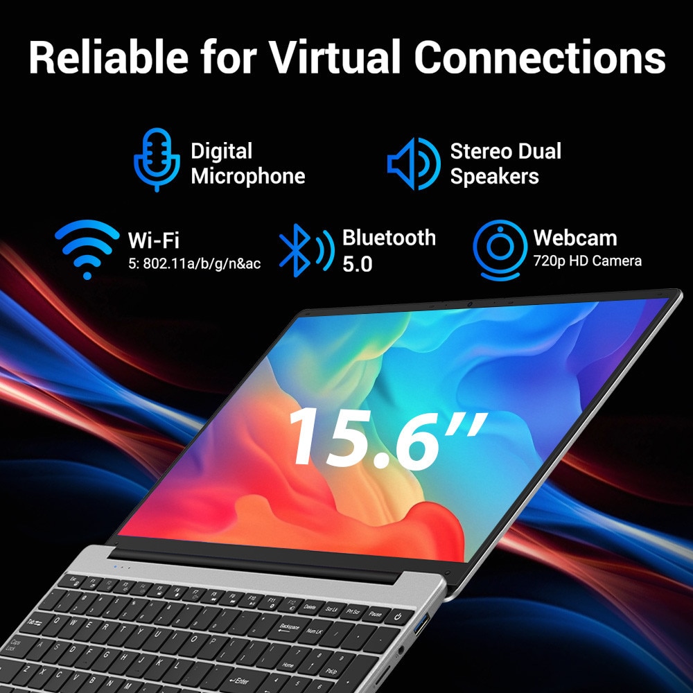 Laptop 15.6" cu procesor Intel Alder Lake N95, 16GB RAM, 256GB SSD, 1920*1080 FHD, Windows 11 Pro, Intel® UHD Graphics 600, 5GHz Wifi, 5000mAh, Argintiu