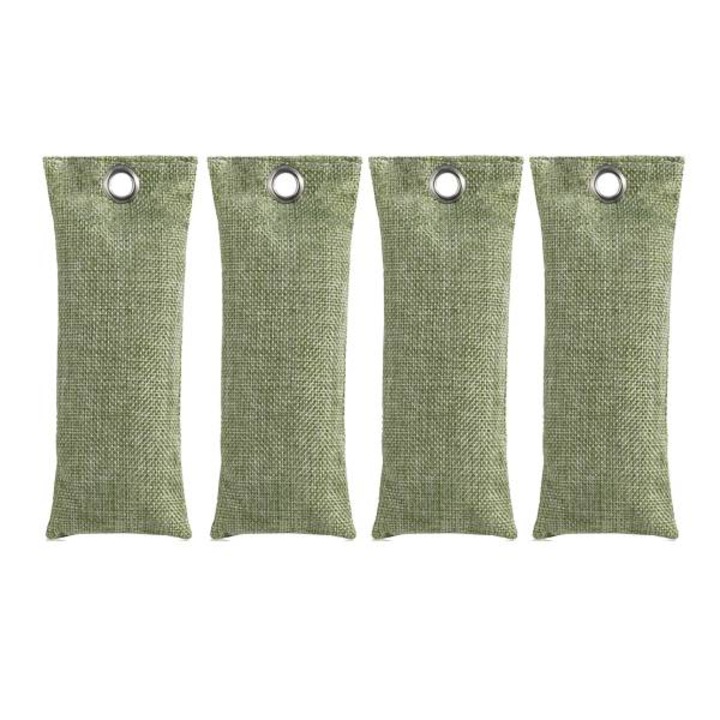 Комплект от 4 торбички с активен бамбуков въглен, неутрализатор на миризми, 75гр/брой, светло зелен