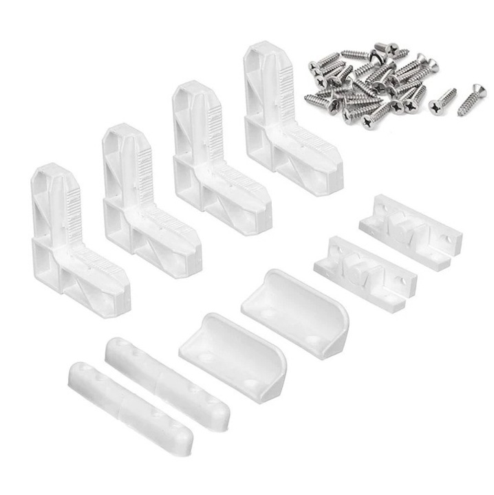 Set accesorii plasa tantari, pentru fereastra, 10 piese, alb SOLIDON