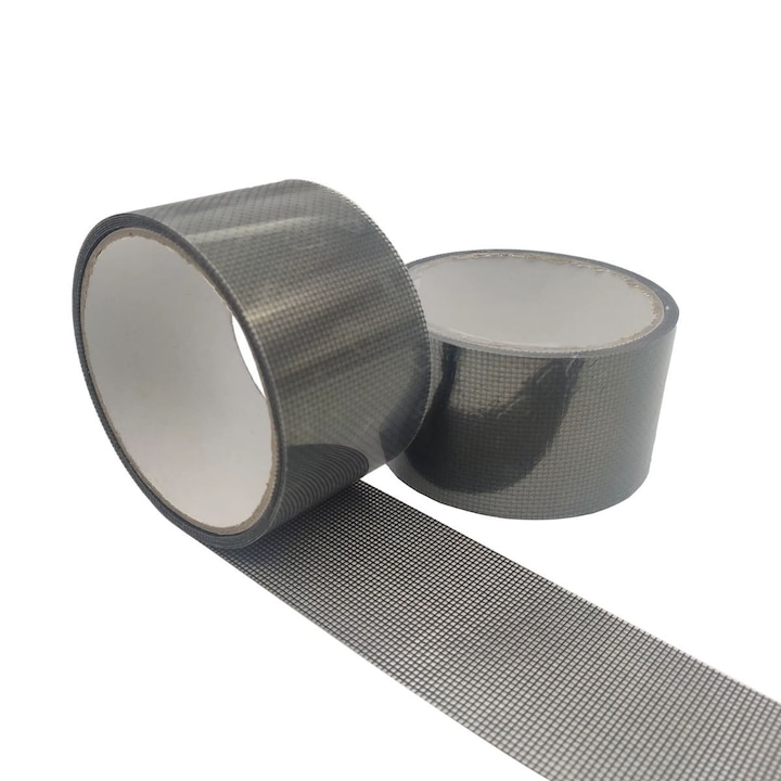 Banda adeziva pentru reparare plasa de tantar, adeziv puternic si rezistent la apa, anti insecte, usor de utilizat, pentru fereastre usi, geamuri, 5 cm x 5 m, Gri