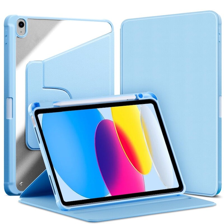 Tablet tok iPad Pro 11, 2025-höz, átlátszó akril hátlappal, tolltartóval, égszínkék, 11 hüvelykes