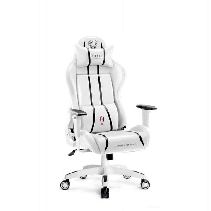 Diablo X-One 2.0 gamer szék, fekete-fehér, kis méret, ergonomikus tartás, ökológikus anyag