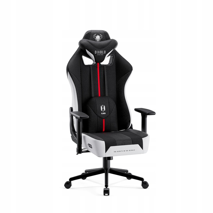 Diablo X-Player 2.0 gamer szék, fekete-fehér, kis méret, ergonomikus tartás, maximum 90 kg