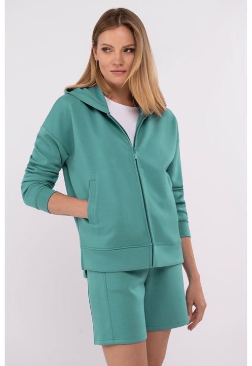 Hanorac cu fermoar pentru femei Volcano B-Florence, Turcoaz, Regular Fit, M
