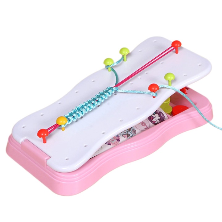 Set de bijuterii pentru copii, OEM, jucarii pentru fete, bratara de prietenie, bratara, tricotator de bratari, cadou de ziua de nastere, cadou de Craciun, cadou de Paste, pentru 8 ani si peste, roz