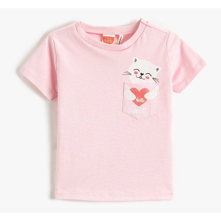 Lányka póló, KOTON, rózsaszín, 85-90 cm