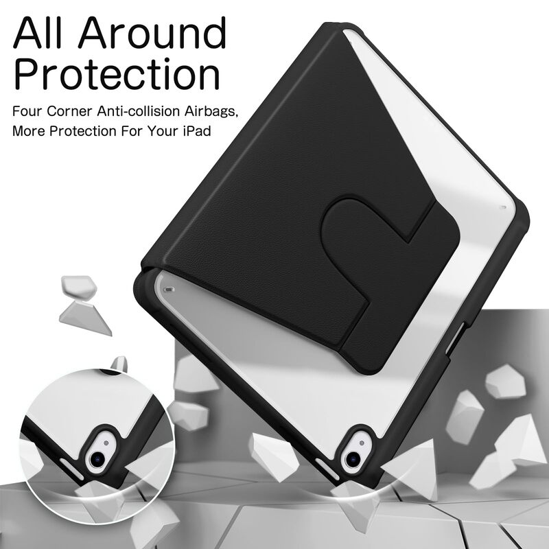 Carcasa pentru iPad, OEM, pentru iPad Pro 2025 (11 inch), Panou din spate acrilic, cu slot pentru stilou, rotatie 360°, Athens Black