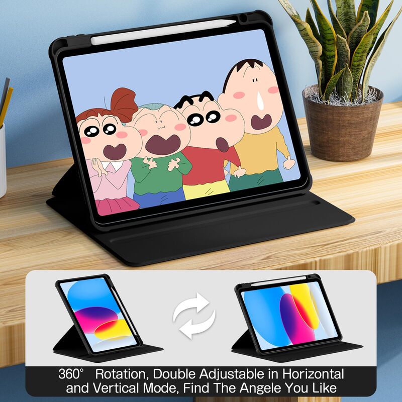 Carcasa pentru iPad, OEM, pentru iPad Pro 2025 (11 inch), Panou din spate acrilic, cu slot pentru stilou, rotatie 360°, Athens Black