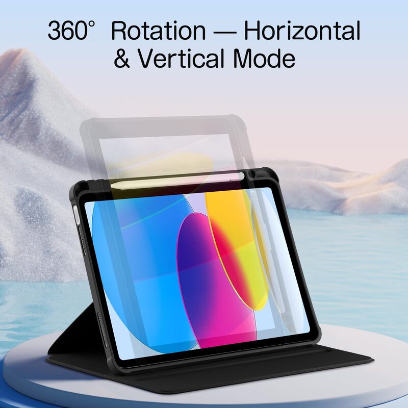 Carcasa pentru iPad, OEM, pentru iPad Pro 2025 (11 inch), Panou din spate acrilic, cu slot pentru stilou, rotatie 360°, Athens Black