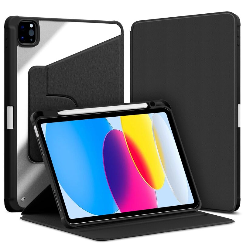 Carcasa pentru iPad, OEM, pentru iPad Pro 2025 (11 inch), Panou din spate acrilic, cu slot pentru stilou, rotatie 360°, Athens Black