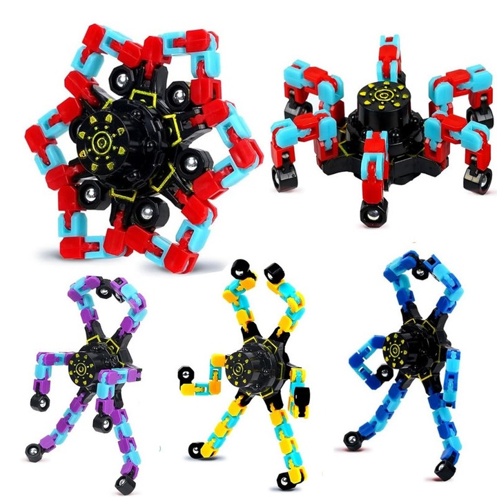 Set 4 Jucarii Fidget Spinner Transformabile, ameliorarea stresului, multicolor, 4 pcs