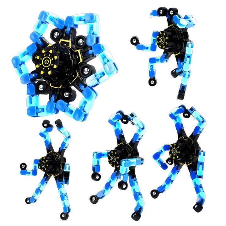 Комплект от 4 фиджет спинера, Трансформируеми, Деформируеми Вериги, Син/Черен, 5.31