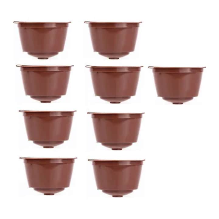 Set de 9 capsule de cafea reincarcabile, lavabile 9g/40 ml, compatibile cu Dolce Gusto - Circolo, Genio2, Mini, Mini Me, Melody, LRTM, maro