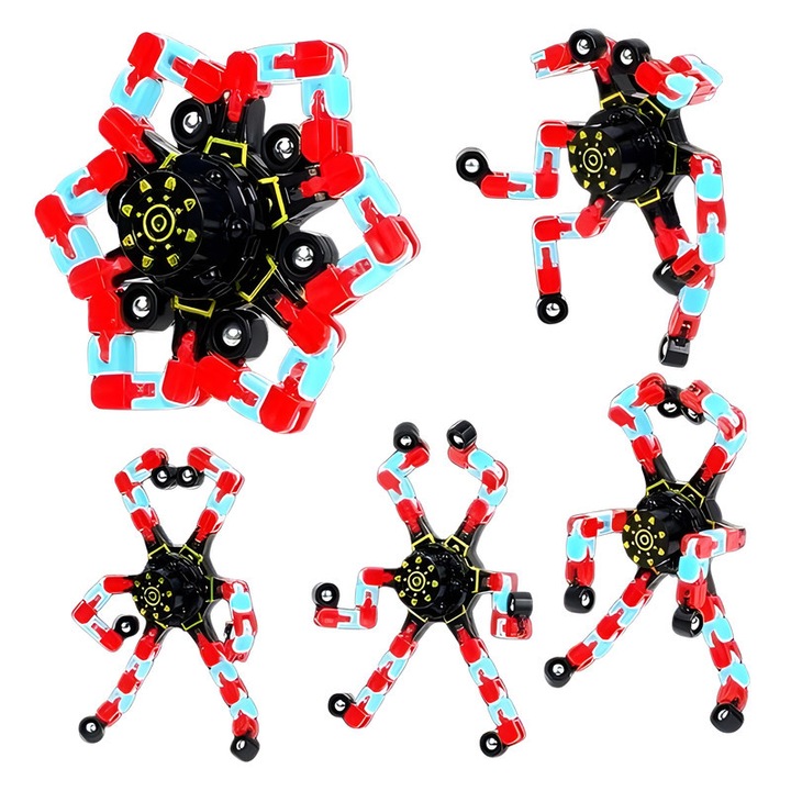 Set 4 Jucarii Fidget Spinner Transformabile, ameliorarea stresului, Rosu, 4 pcs