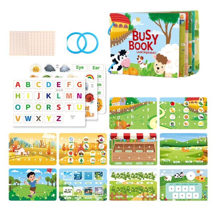 Carte educativa Era Walk Busy Book Alfabet animale ferma carton 2ani+