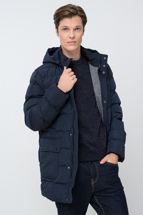 Geox, Leitan vízlepergető télikabát kapucnival, Sötétkék
