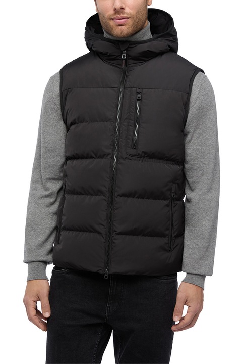 Geox, Vesta cu vatelina, gluga si finisaj rezistent la apa Snake, Negru, 48