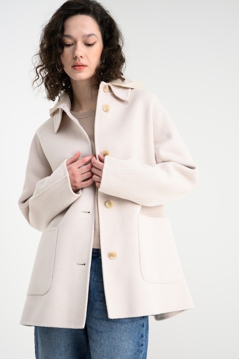 Geox, Haina scurta din ameste de lana Rawelle, Crem, L