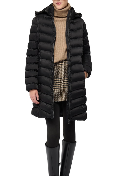 Geox, Geaca lunga matlasata cu gluga detasabila Zosma, Negru