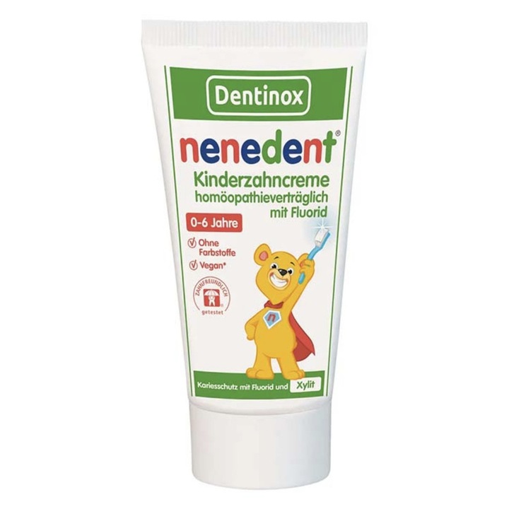 Флуоридна паста за зъби, съвместима с хомеопатия, за деца 0-6 години 50 мл, Nenedent