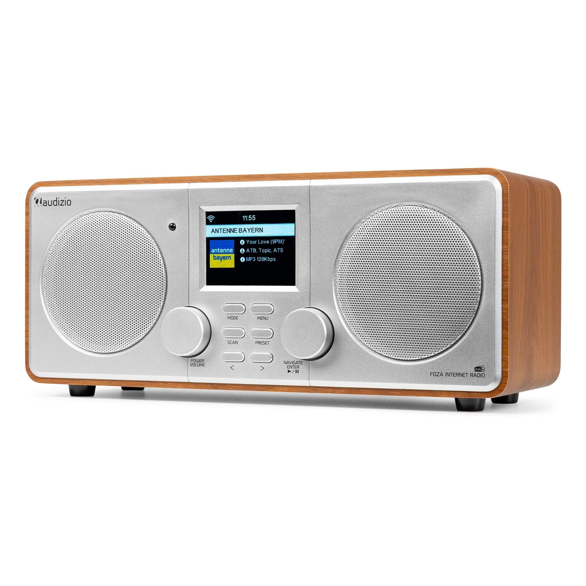 Audizio Foza – WiFi Internet Radio with Dab+ FM Bluetooth 5.0 USB AUX and TFT 2.8 Inch Colour Screen, Stereo Speakers, Remote Control, Headphone Input and Elegant Design Silver and Wood Audizio Foza – WiFi Internet Radio with Dab+ FM Bluetooth 5.0 USB AUX and TFT 2.8 Inch Colour Screen, Stereo Speakers, Remote Control, Headphone Input and Elegant Design Silver and Wood