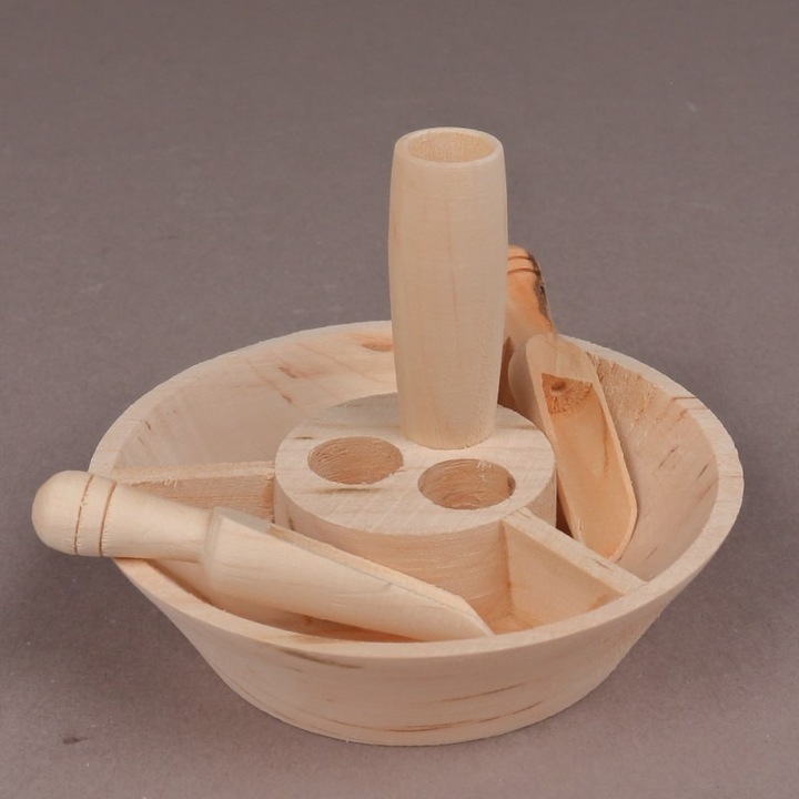 Solnita si Pipernita din lemn, Natur, 10 cm, 3 Compartimente