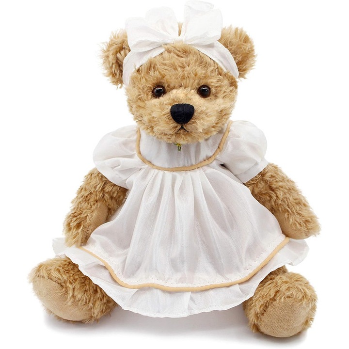 Kisebb plüssmackó, 25 cm, fehér pizsama