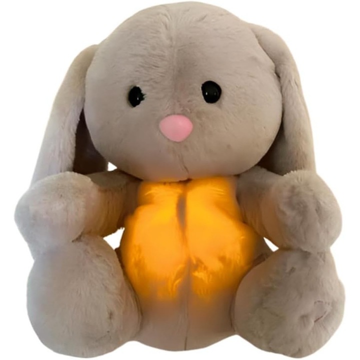 Plüss nyuszi relaxáló zenével, ritmikus mozgással, bézs