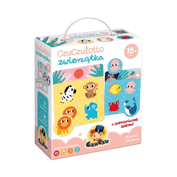 Joc educativ CzuCzu, Lotto, animale, 6 tablouri colorate, 24 jetoane, 18 luni+