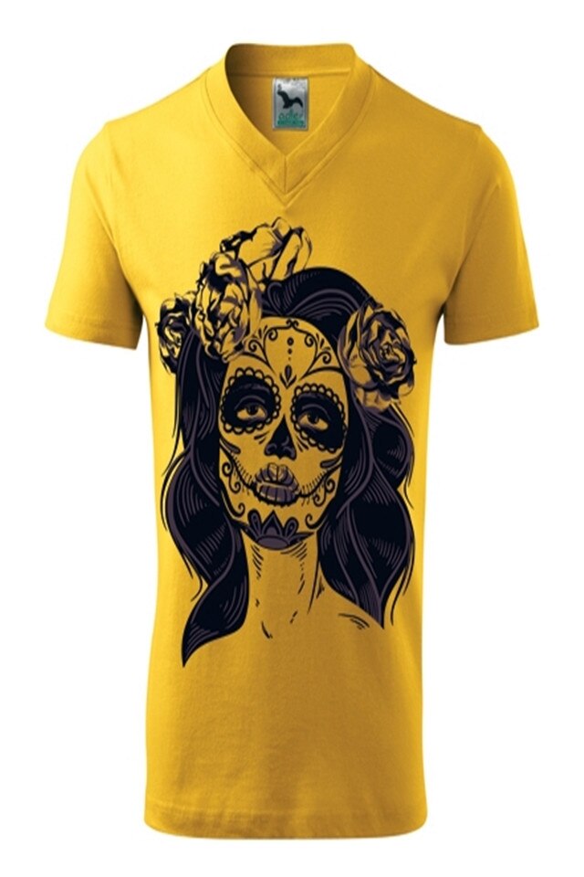 Tricou Barbati Personalizat „Masca”, e-textilbrom, bumbac, marime M/L, culoare galben