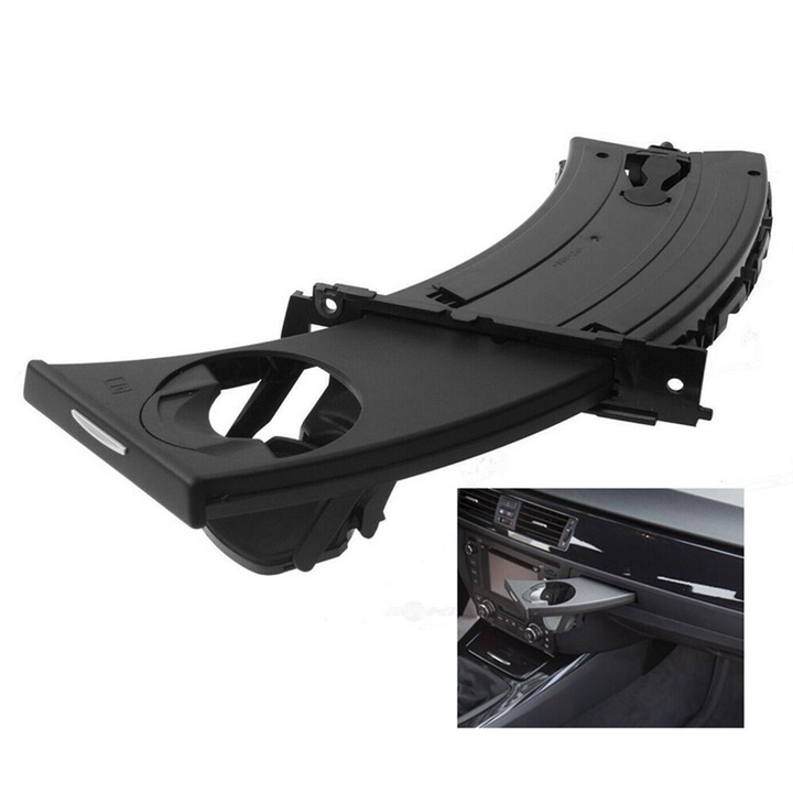 Suport pahar fata, partea soferului, potrivit pentru BMW Seria 3 E90 E91 E92 E93, negru 51459173463