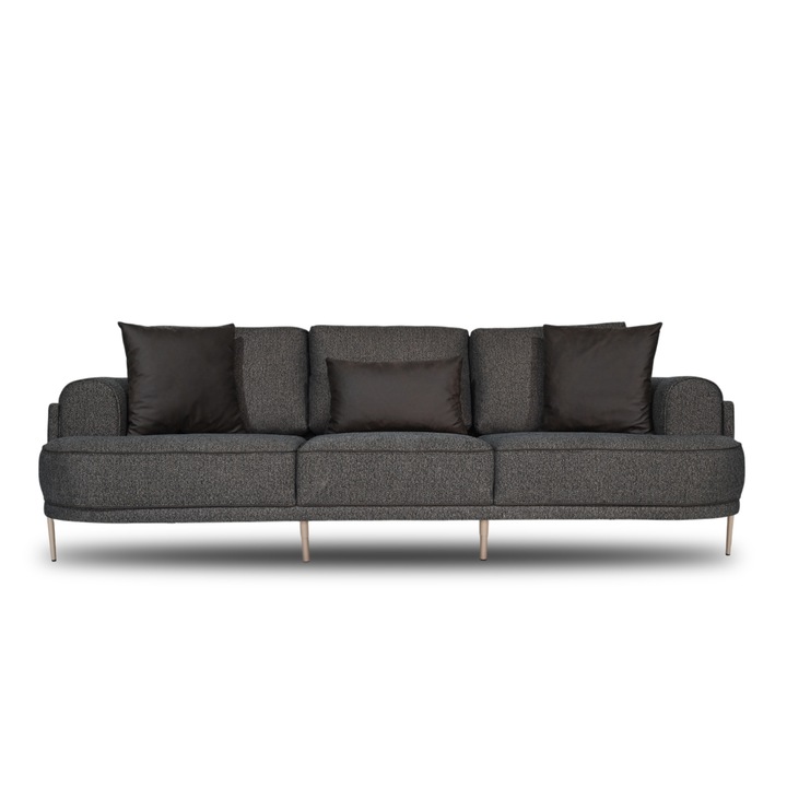 Canapea fixa Bomanti cu 3 locuri, Maro/Negru, 240x100 cm