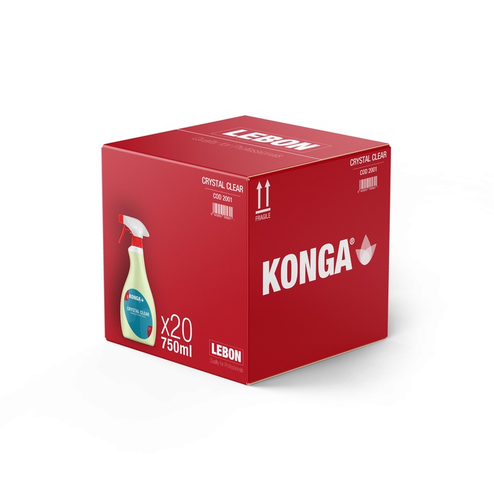 Set de 20 x 750ml Detergent pentru Geamuri, Sticla si Oglinzi, cu Parfum Flori de Primavara, Crystal Clear, Uz Profesional