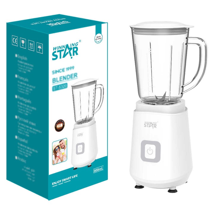 WINNING STAR ST-5320 Kompakt Elektromos Turmixgép, 600 ml, 300W, Egygombos Vezérléssel