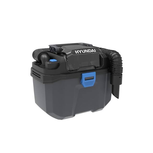 Aspirator Industrial Umed / Uscat fara Sac Hyundai DE20S - SOLO pe Acumulator 20V Rezervor 10L Filtru HEPA Negru/Albastru