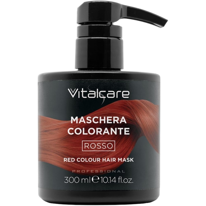 Masca de Par Coloranta pentru Toate Tipurile de Par, Rosu, 300 ml, Vitalcare