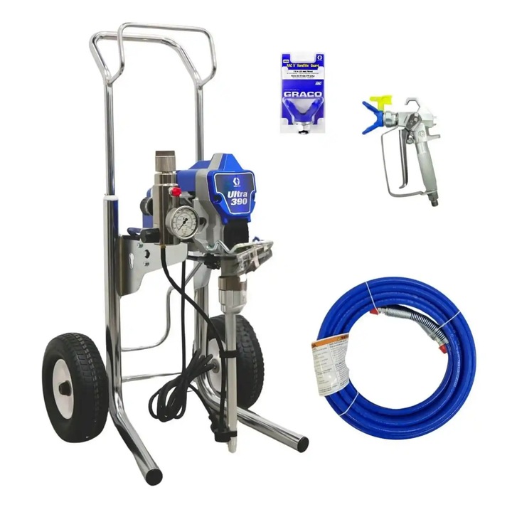 Помпа за боядисване, боядисана, Graco ULTRA 390 Hi-Cart безвъздушна, 230V