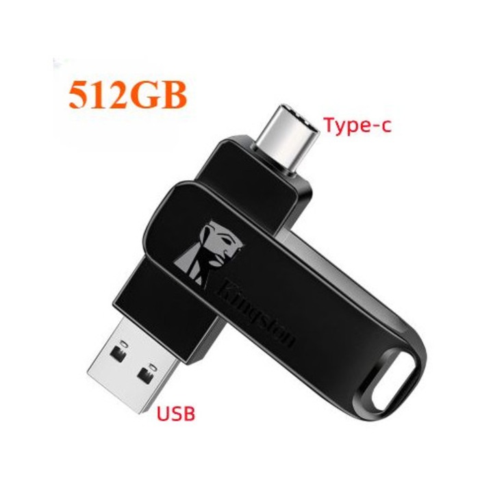 USB флаш памет Kingston високоскоростна, OTG 2 в 1, тип C, 512 GB, за телефон/компютър