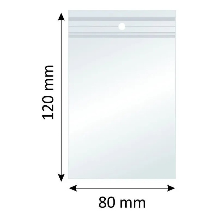 Plicuri cu Fermoar Ziplock, Polietilena, 80x120mm, 40µm, 100Buc/Set
