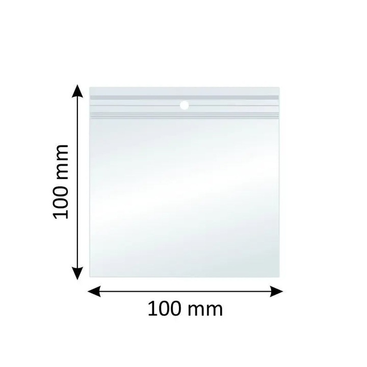 Plicuri cu Fermoar Ziplock, Polietilena, 100x100mm, 40µm, 100Buc/Set