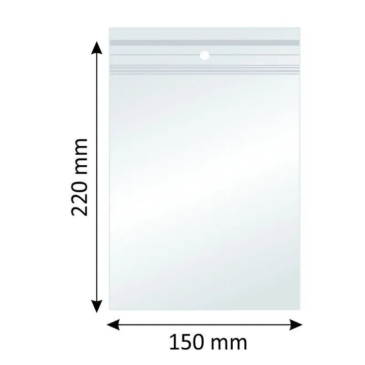Plicuri cu Fermoar Ziplock, Polietilena, 150x220mm, 40µm, 100Buc/Set
