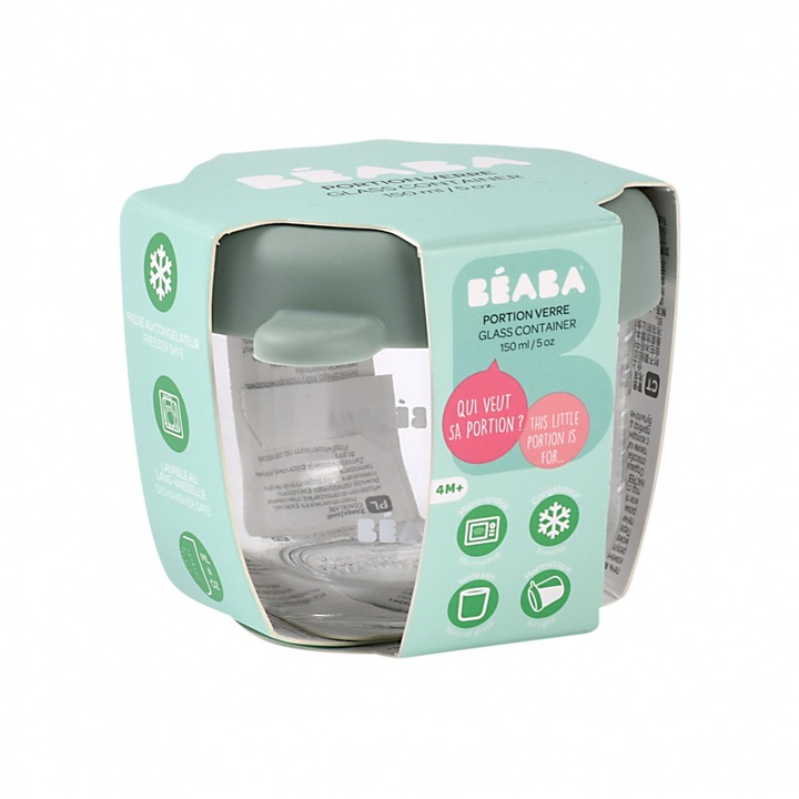 Recipient ermetic sticla Beaba B914018, 150 ml, Verde
