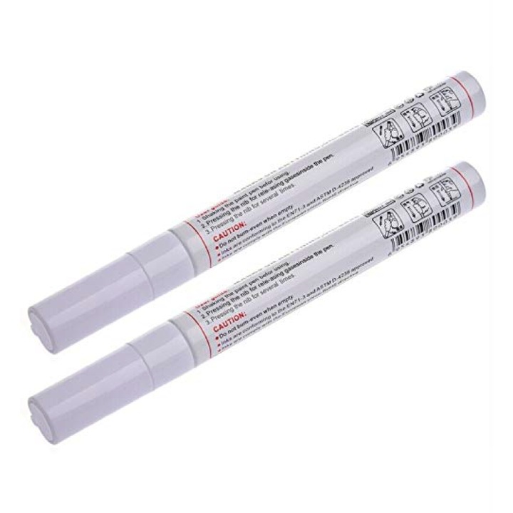 Marker Pentru Anvelope Auto si Moto Profesional SUPER TRENDS®, Vopsea Rezistenta la Apa, Varf 3 mm, Alb, 2 Buc, 2 x 12 ml