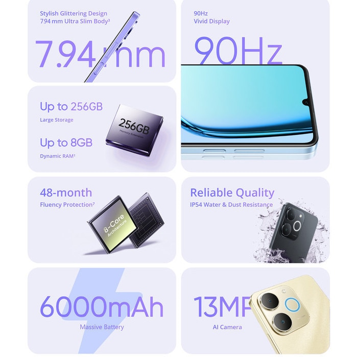 Telefon mobil realme Note 70T（4+256GB）: Ecran HD de 6.75 inch cu